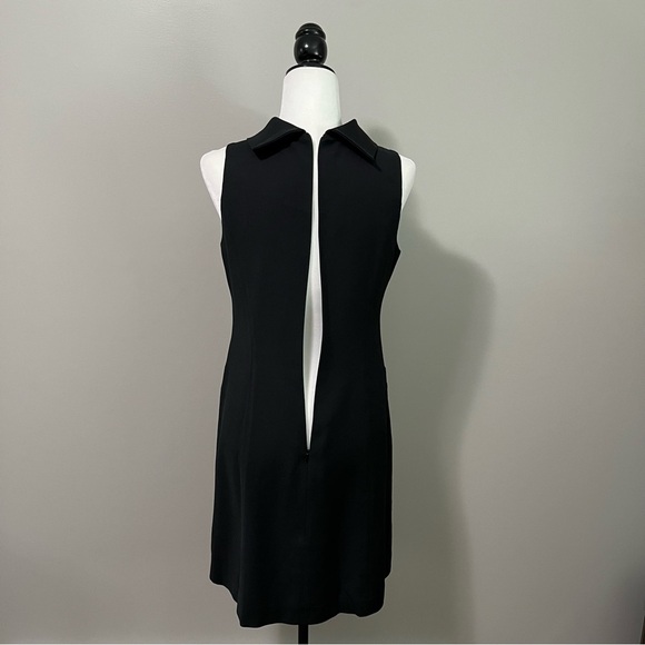 M Siamo Mock Neck Sleeveless Black Wool Lined Sheath Dress - Picture 10 of 12